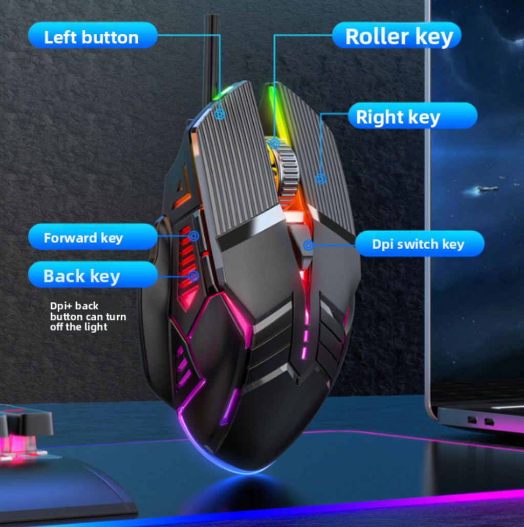 LED Backlit Wired Mouse