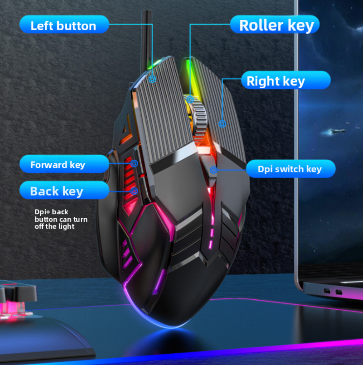 LED Backlit Wired Mouse